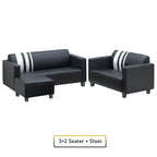 Louis 2/3 Seater Faux Leather Sofa With Ottoman In 6 Colours