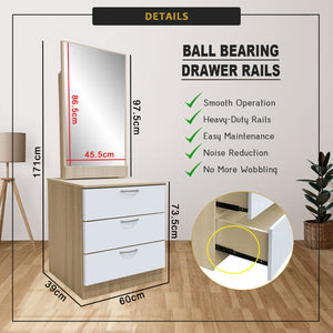 Pratio Dressing Table With Free Stool Laminated Smooth Gliding Drawer In 6 Colours