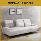 Veeta Model A 3-Seater Sofa Collection with L-shaped - PetFriendly w/ Pushback Function