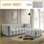 Falan 4-Seater Sofa with Stool Teddy Cloth Upholstery Sofa in Light Grey/Beige Colour