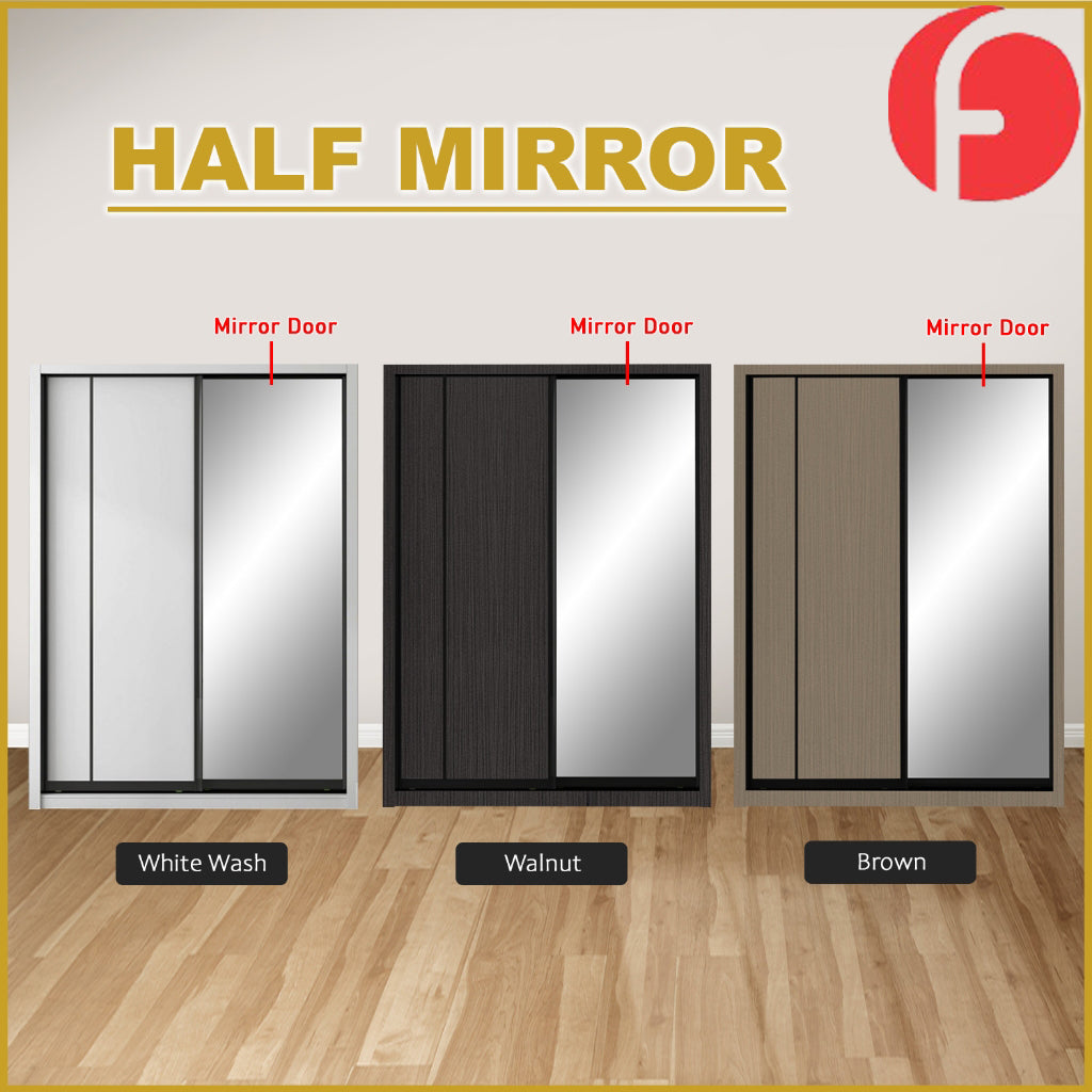 Malta Series 4/5/6/8x8FT 2-Door Sliding Door Wardrobe with Mirror Door in 3 Colours