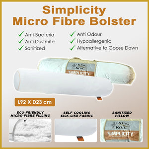 King Koil Hotel Grade Bolster Collection - Simplicity Micro-Fiber Bolster,Self-Cooling Silk-like Fabric.
