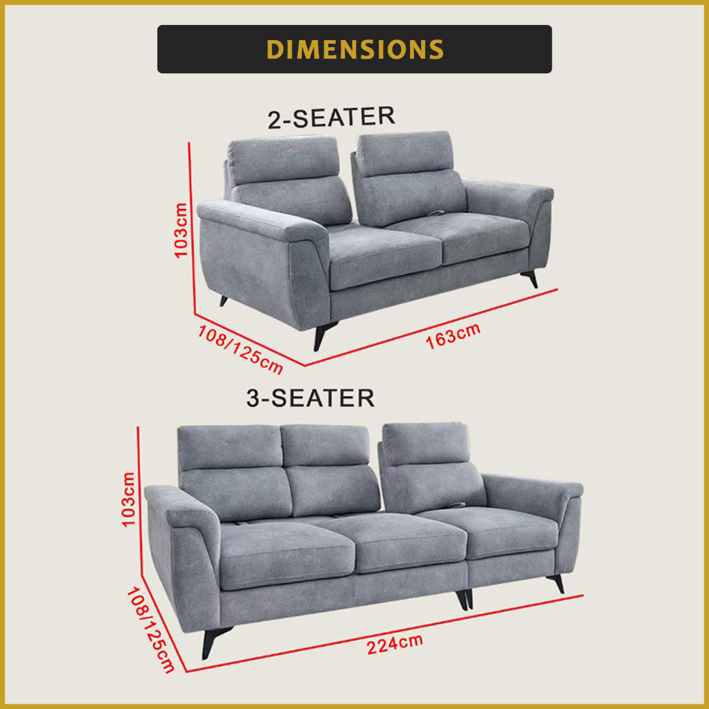 Cedie 3+2 Seater Pushback Sofa Pocket Spring High Density Foam PetFriendly Scratch-Resist