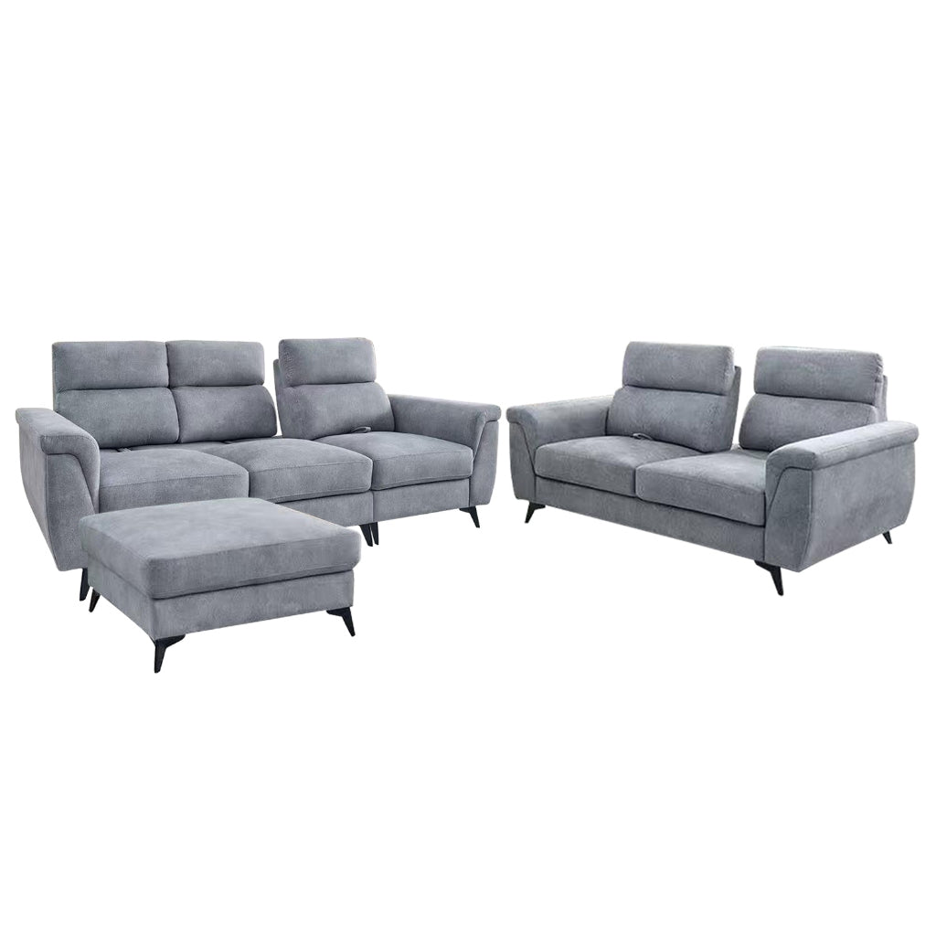 Cedie 3+2 Seater + Stool Pushback Sofa Pocket Spring High Density Foam PetFriendly Scratch-Resist