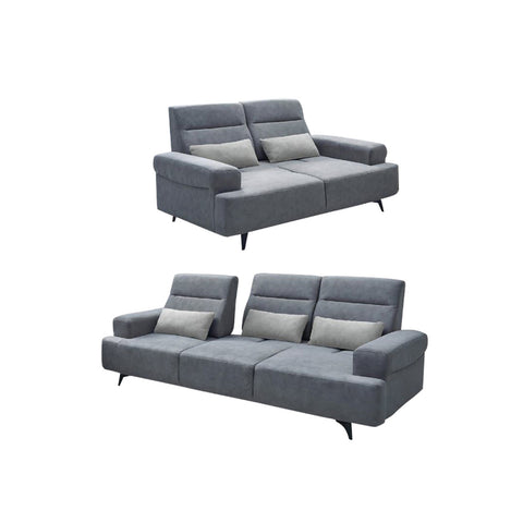Image of Walry Pet-Friendly 2-Seater/3-Seater Pushback Sofa Pocketed Spring Seat in Grey Colour