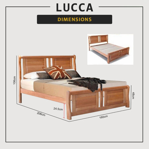 Image of Lucca Queen Solid Rubberwood Bed Frame w/ Underbed Space - With Mattress Option