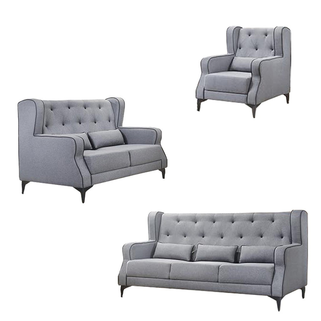Elizabeth 1/2/3 Seater Mid Century High Back Fabric Sofa Set In 4 Colors