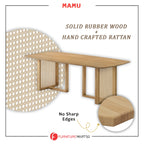 Mamu 1+6 Dining Set Solid Rubber Wood + Hand Crafted Rattan