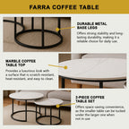Farra 2-Piece Round Coffee Table Metal Leg + Marble Ceramic Top in 2 Colour