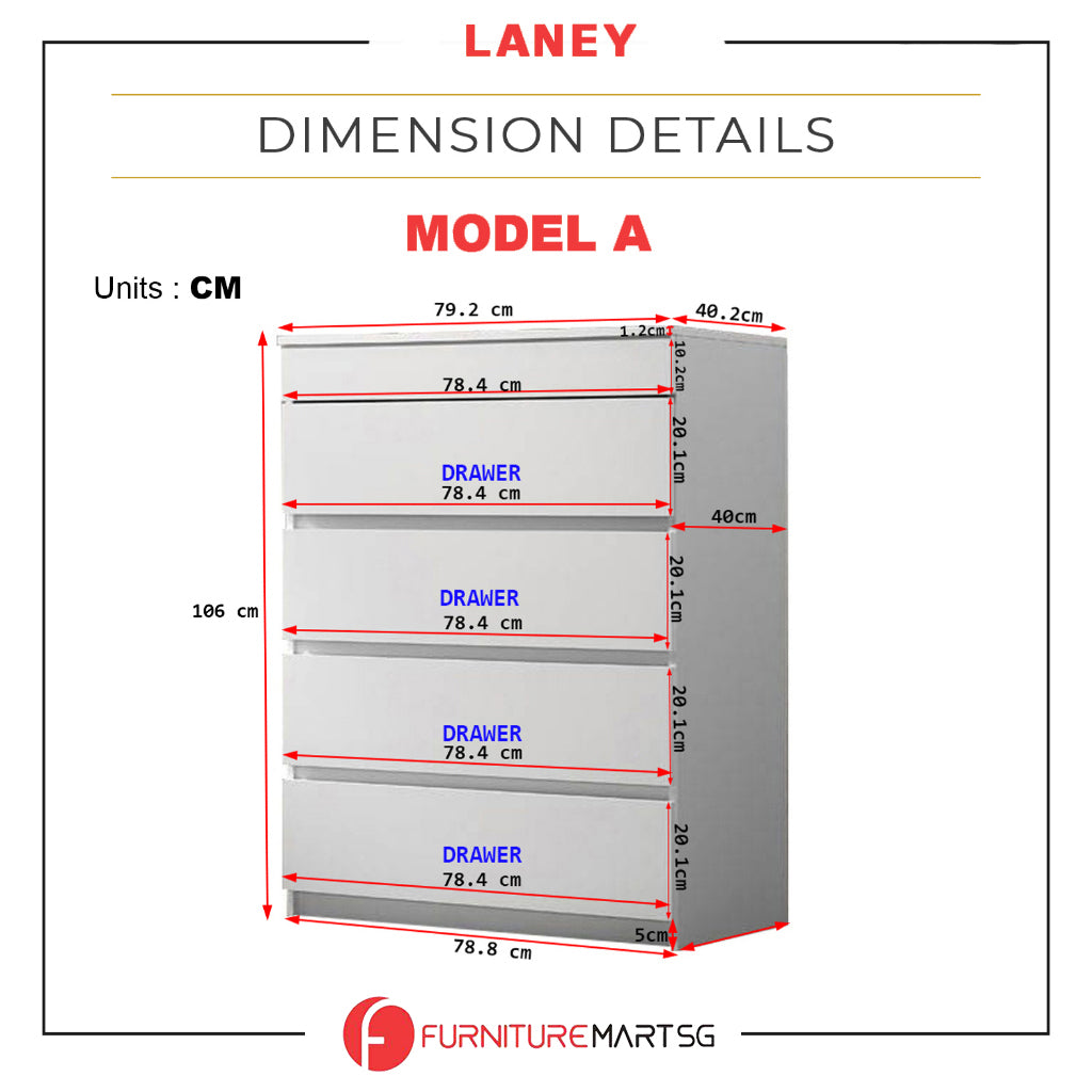 Laney 4 Chest of Drawers with Mirror and Cosmetics Compartment in