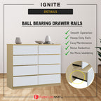 Ignite 8 Drawers Premium Chest of Drawers Full Laminated Back Panel in 6 Colours