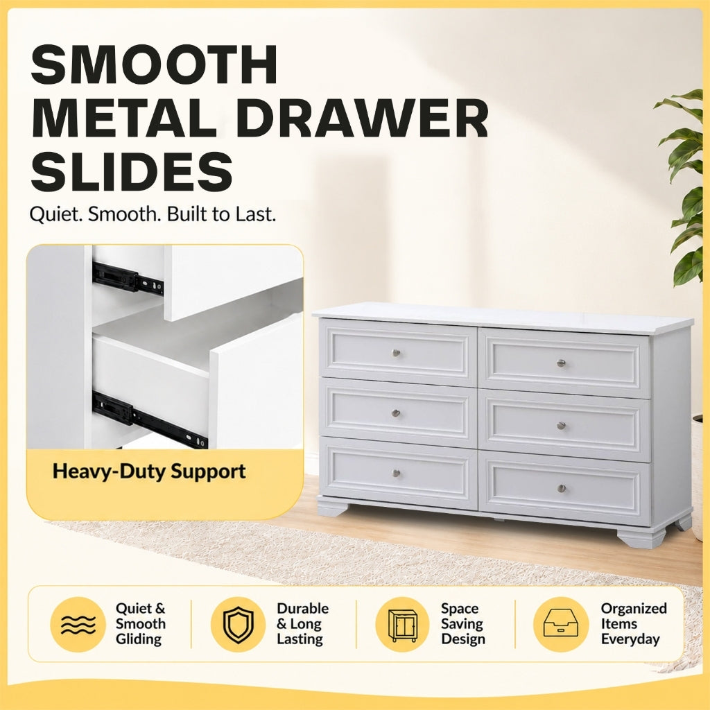 Karen 6 Chest of Drawers CARB-P2 Certified Board Full Laminated Back Panel in 2 Colours