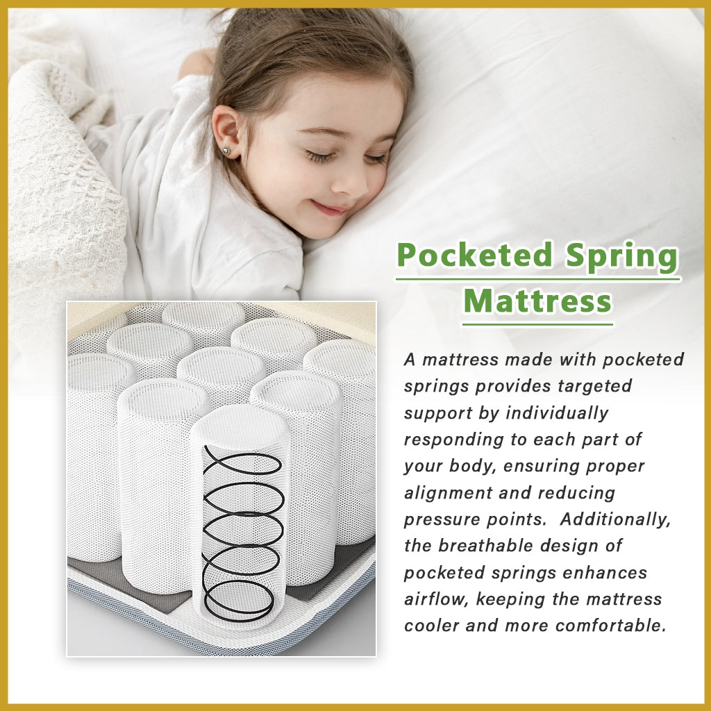 Diomire 13.5" Black Royale Mattress Pocketed Spring Mattress High Density - All Size
