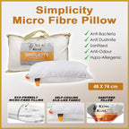 King Koil Hotel Grade Pillow Collection - Simplicity Micro Fibre, Self-Cooling Silk-like Fabric.