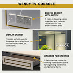 Wendy Hanging TV Console Floating with Socket, LED Light, Display Cabinet & Drawers
