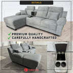 Charles 3-Seater L-Shaped Lounge Sofa with Storage & Cup-Holder - PetFriendly Option