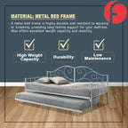 Emily Metal Daybed Bed Frame Single with Pull-Out in Black/White Colour w/ Mattress