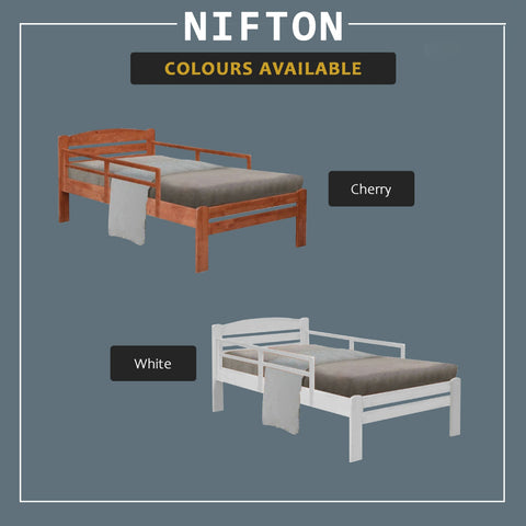 Image of Nifton Single, Super Single Bed Frame Side Rail Child/Elderly Bed w/ Mattress Option