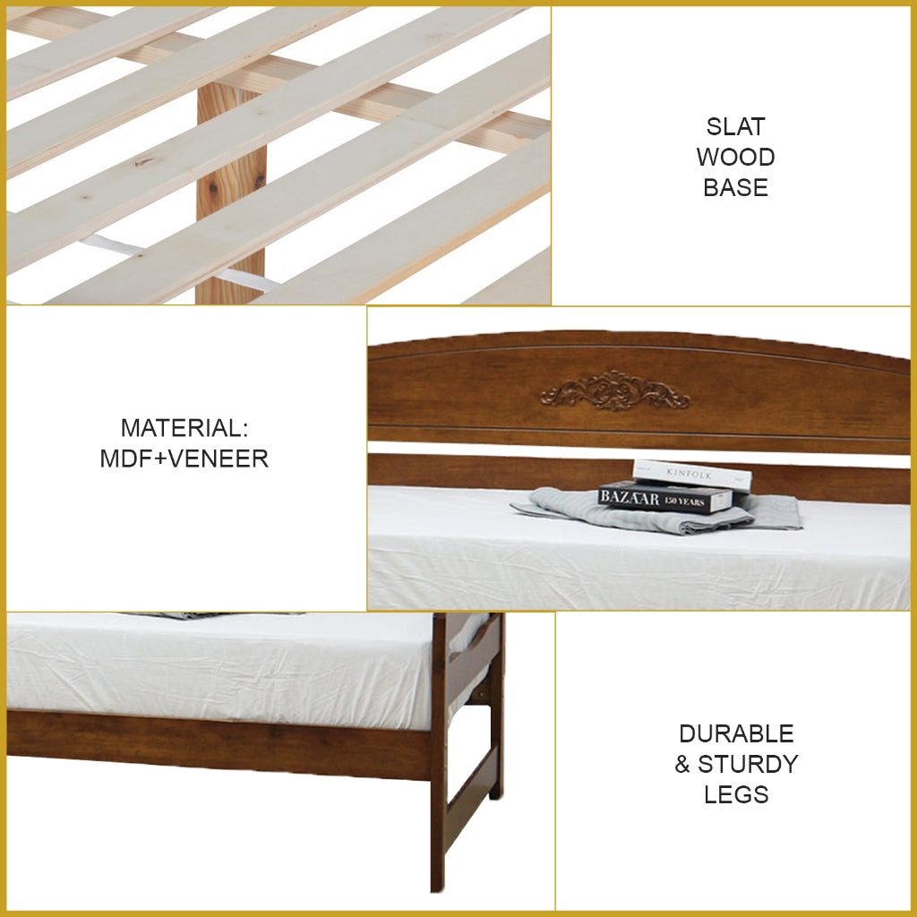 Felix Single Daybed Bed Frame Slatted Wood Base MDF+Veneer w/ Mattress Option