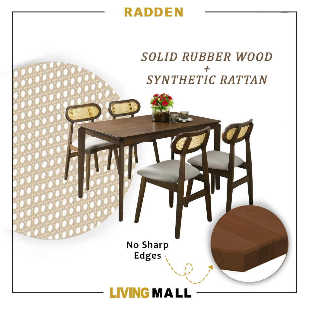 Radden 4/6 Seater Dining Set w/ Table, Chair & Bench Solid Rubber Wood in 2 Colours