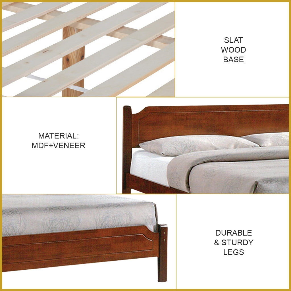 Jadie Wooden Bedframe Queen Size In 2 Colour with Mattress Option - MDF+Veneer Wood