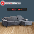 Arvin Left/Right L-Shaped Sofa Adjustable High Back in Grey Fabric