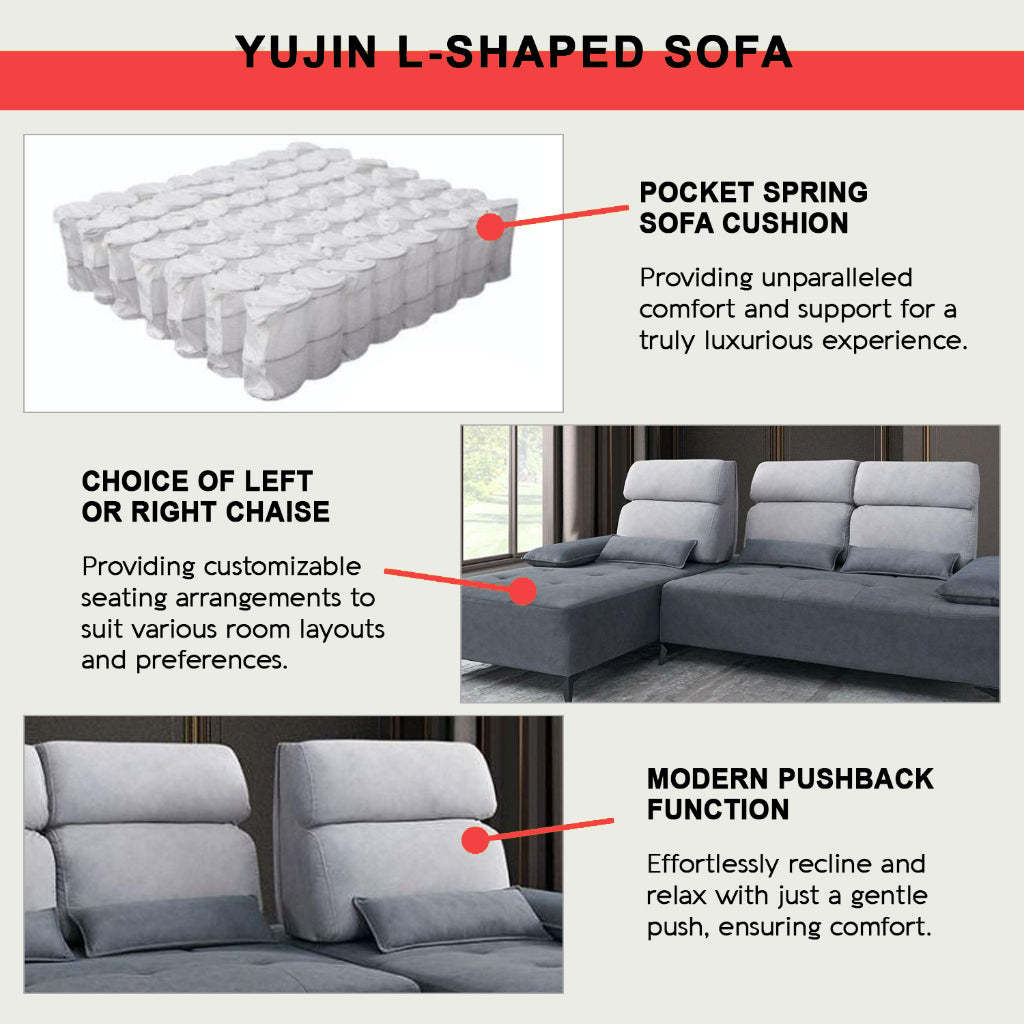 Yujin Left/Right L-Shaped Sofa Pet-Friendly Fabric Scratch-Resistant & Claw-Resistant