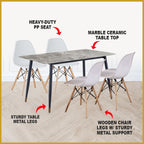 David 1+4 Dining Set with Table and Chair - Heavy-Duty Marble Ceramic Table Top