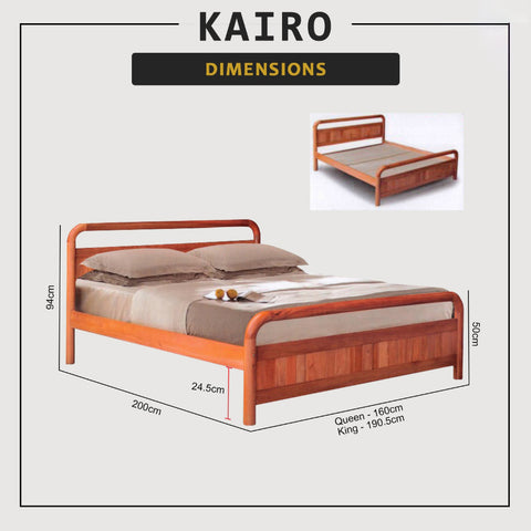 Image of Kairo Queen/King Solid Rubberwood Bed Frame w/ Underbed Space in Capuccino