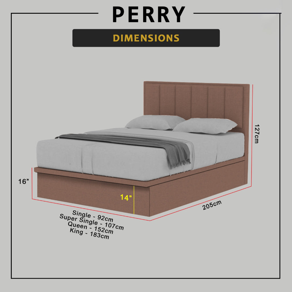 Perry 16" Depth Storage Bedframe w/ Mattress and PetFriendly Fabric Option - All Sizes