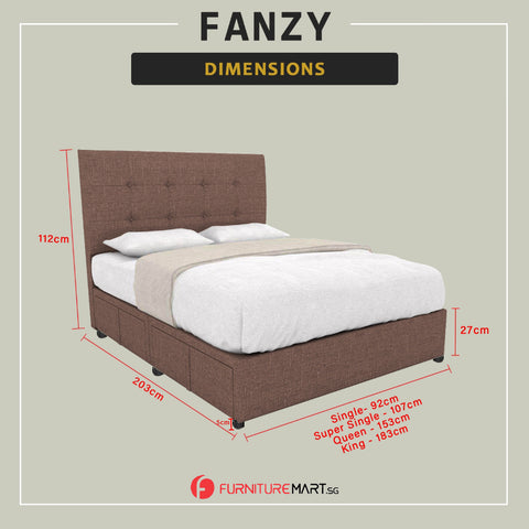 Image of Fanzy Drawer Bedframe Storage Bed All Sizes - Pet-Friendly Option / Mattress Option