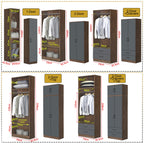 Paris Series 1/2/3/4/5 Doors Tall Wardrobe with Drawers and Top Cabinet in Columbia Grey