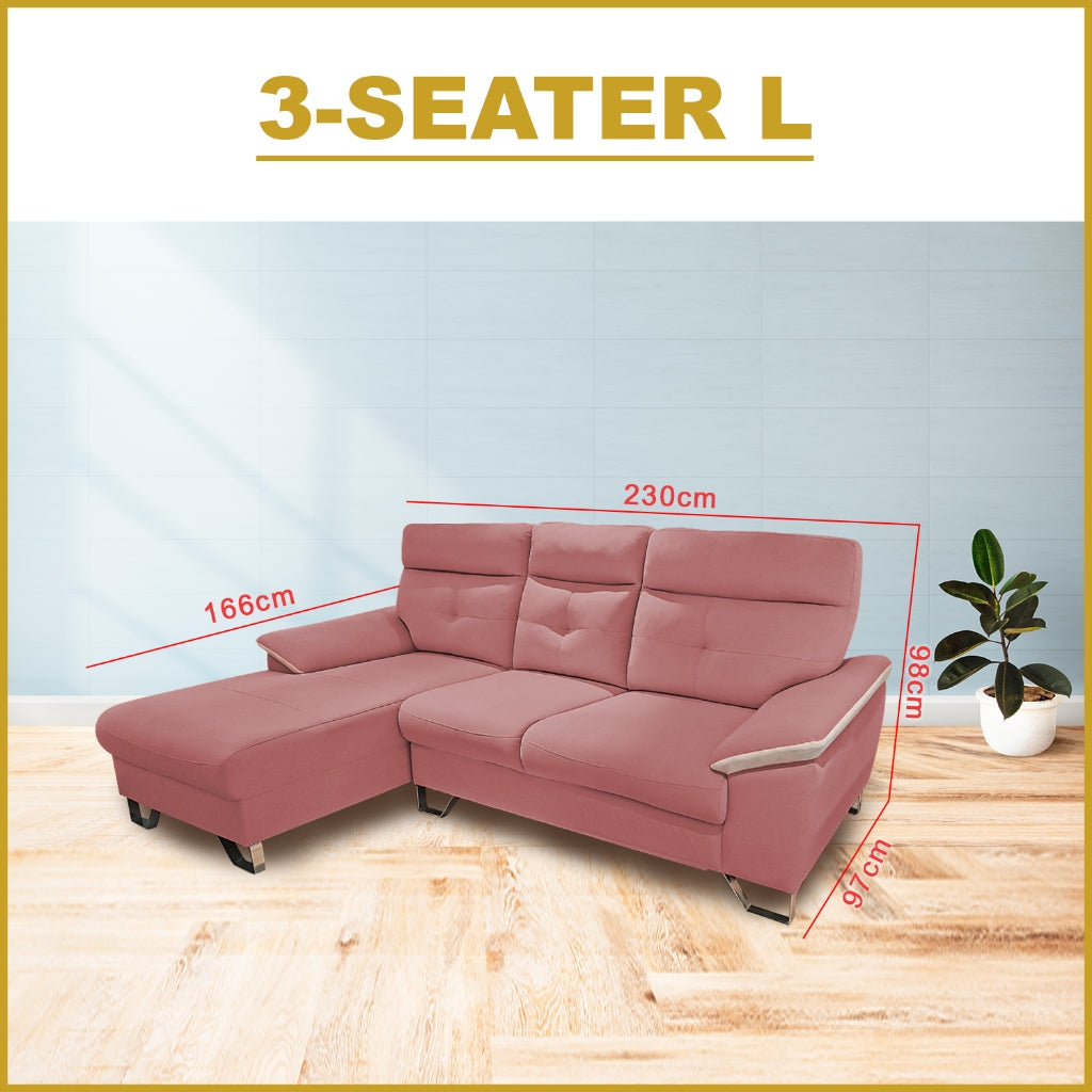 Arris 3-Seater/4-Seater L-Shaped Sofa - w/ PetFriendly Scratch Resistant Option