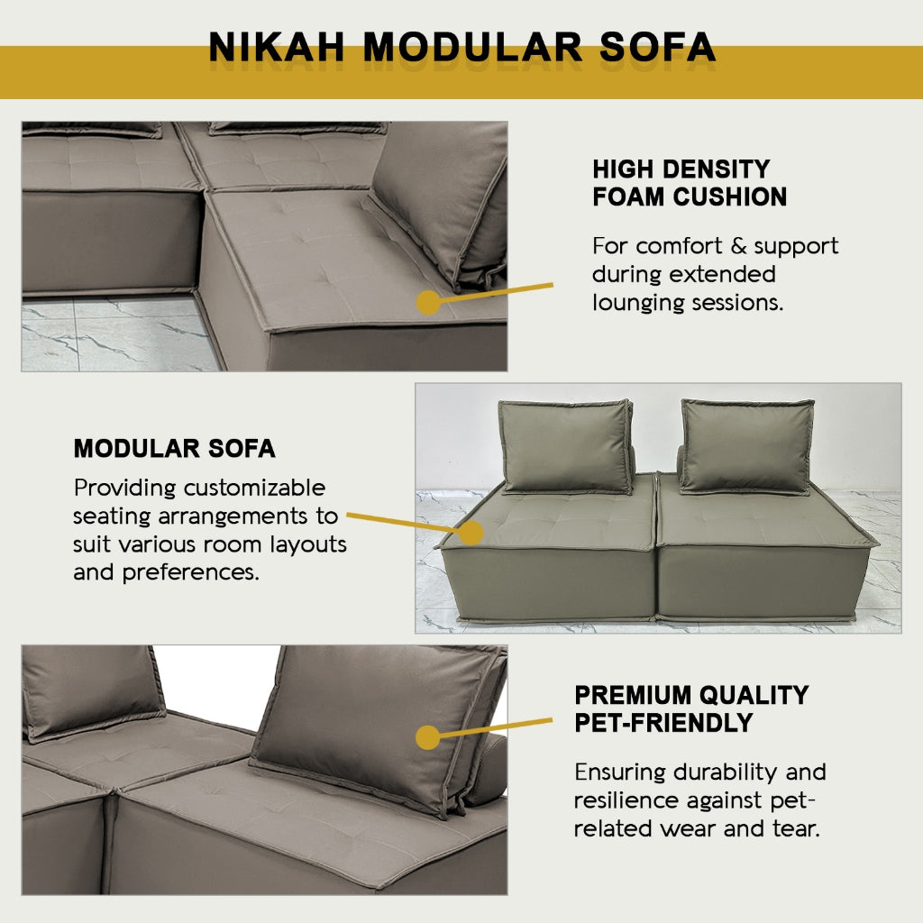 Nikah 1/2/3-Seater L-Shape Sofa Pet-Friendly Scratch Resistant Leather Look Tec Fabric