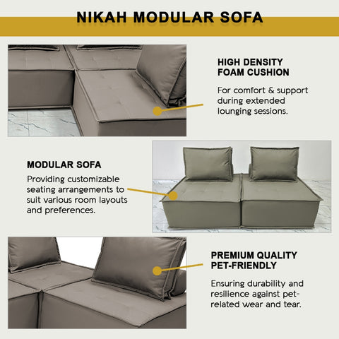 Image of Nikah 1/2/3-Seater L-Shape Sofa Pet-Friendly Scratchproof Leather Look Tec Fabric