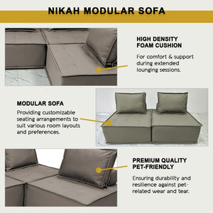 Nikah 1/2/3-Seater L-Shape Sofa Pet-Friendly Scratchproof Leather Look Tec Fabric