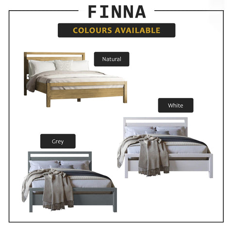 Image of Finna Solid Rubberwood Bed Frame Single, Super Single, Queen w/ Pull-Out Option