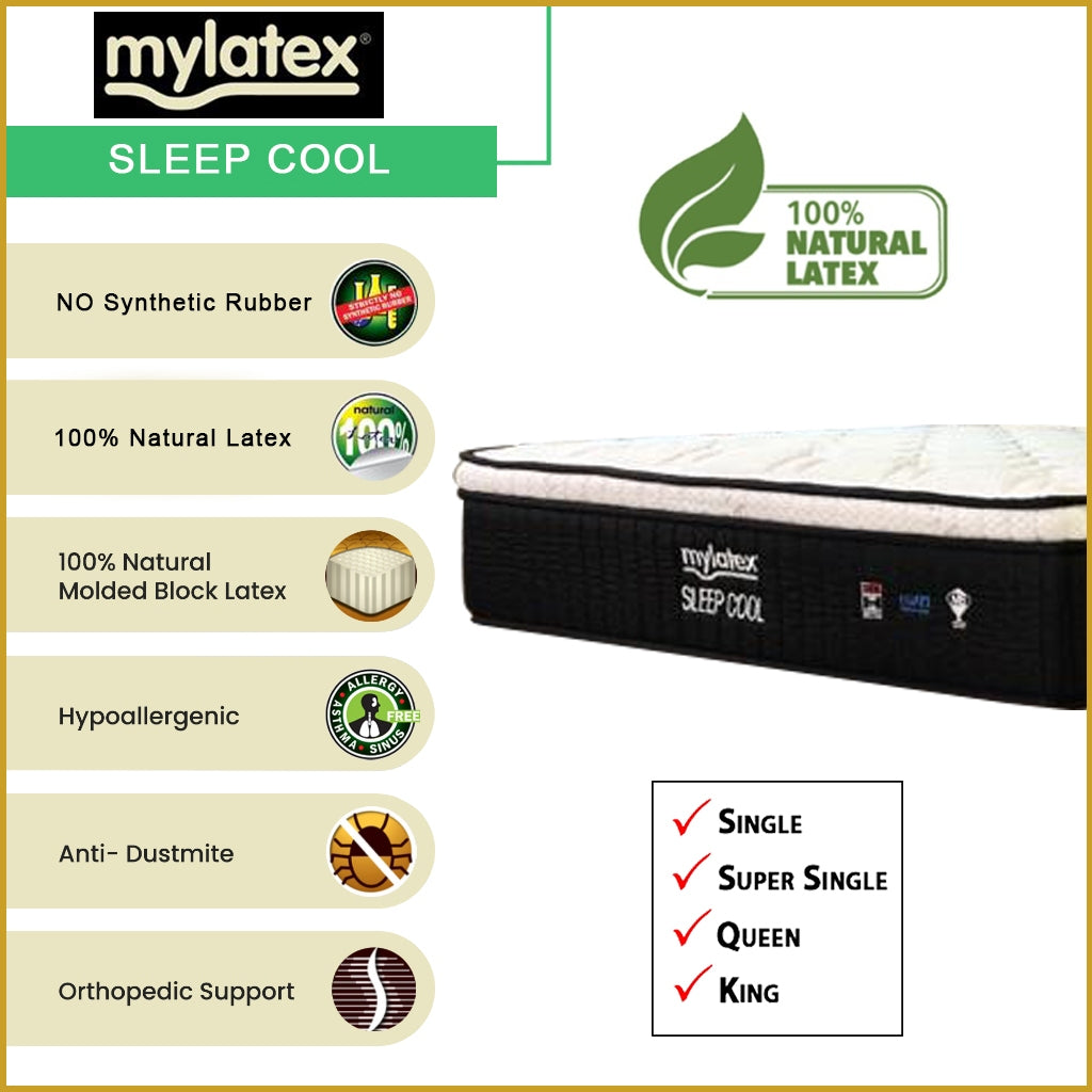 MyLatex 12" Sleep Cool Mattress Natural Latex & Cool Silk Fabric - All Sizes Available