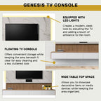 Genesis 6FT Hanging TV Console Floating with LED Backlight with Drawers