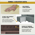 Emma 3-Seater L-Shaped Sofa with Stool High Density Foam w/ PetFriendly Options