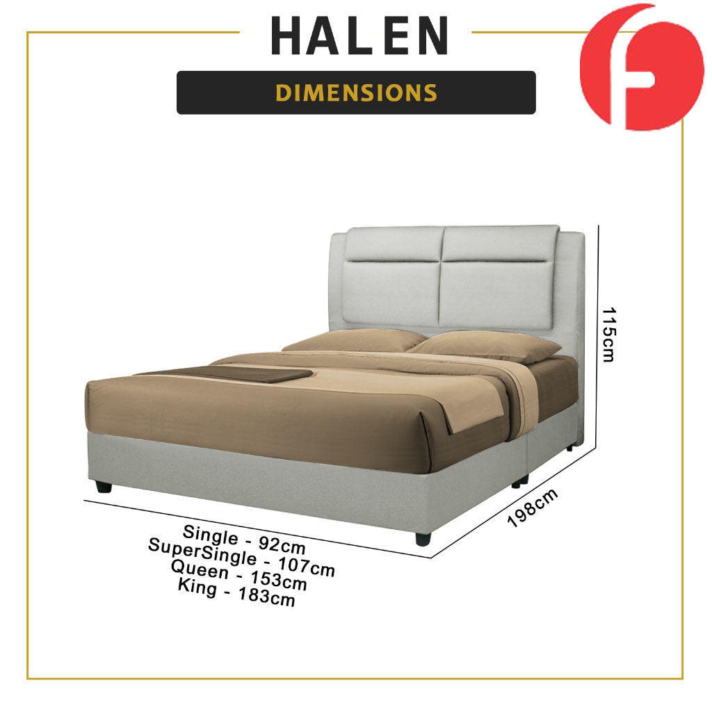 Halen Divan Bed Frame with Foam Padded Headboard w/ Mattress - All Sizes Available