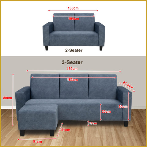 Image of Sophie Series2 2-Seater 3-Seater Sofa with Ottoman with Pet-Friendly Color Options