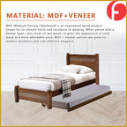 Marin Single Pull-Out Bedframe MDF + Veneer Solid Wood Slatted Base  - w/ Mattress Option