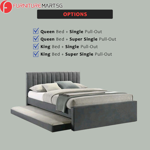 Image of DR Chiro Gerna Queen/King Leather/Pet-Friendly Fabric Pull-Out Bed Frame in 30 Colors