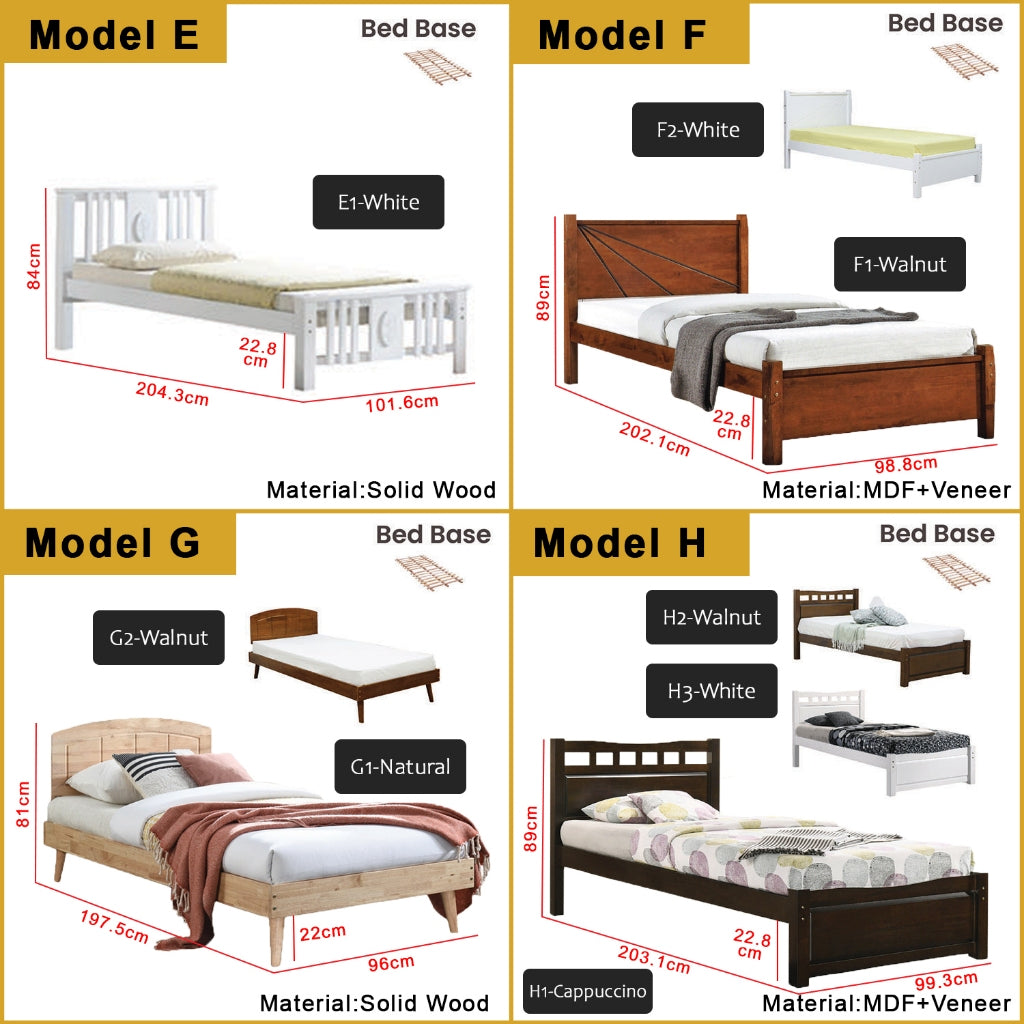 Riese Single Pull-Out Bedframe MDF+Veneer Wood Slatted Base