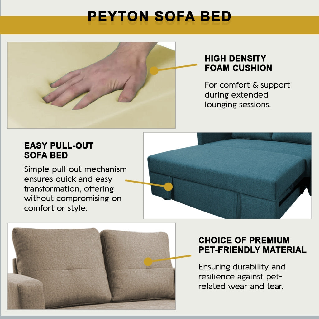 Peyton 2-Seater Sofa Bed High Density Comfortable with PetFriendly Options in 48 Colours