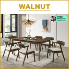 Raco 4/6 Seater Nordic Dining Set w/ Table, Chair & Bench Solid Rubber Wood in 3 Colours