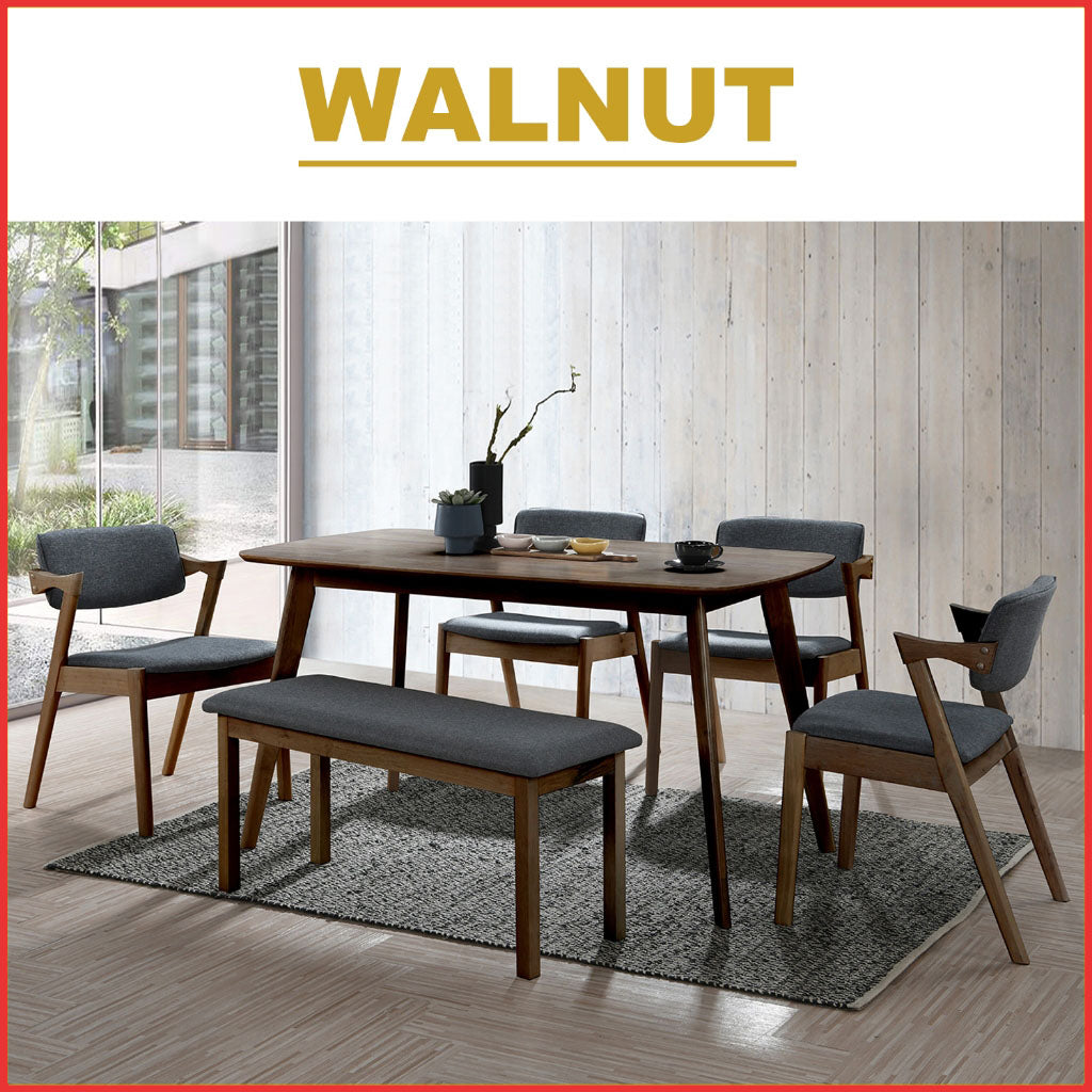 Xyrel Nordic Dining Set w/ Table, Chair & Bench Solid Rubber Wood in 3 Colours