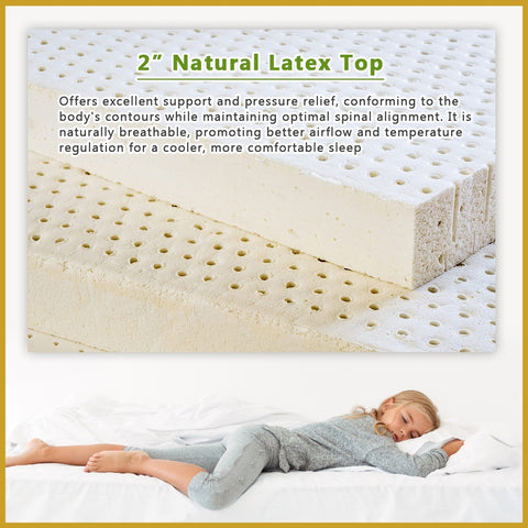 Image of MyLatex ALICE 10" Mattress Natural Latex Top, Foam Base and Wood Fabric Cover - All Size