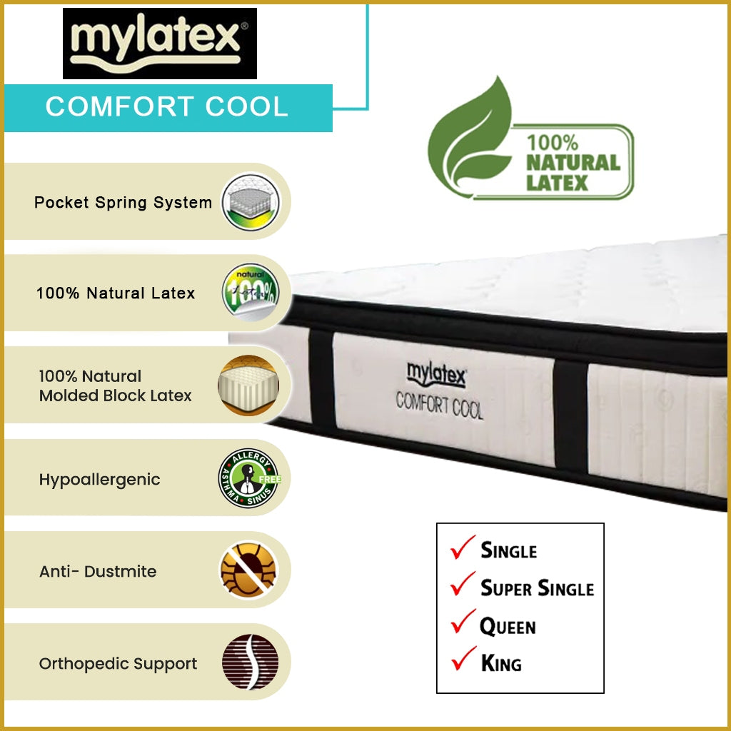 MyLatex 12" Comfort Cool Mattress Pocket Spring w/ Latex Layers - All Sizes Available